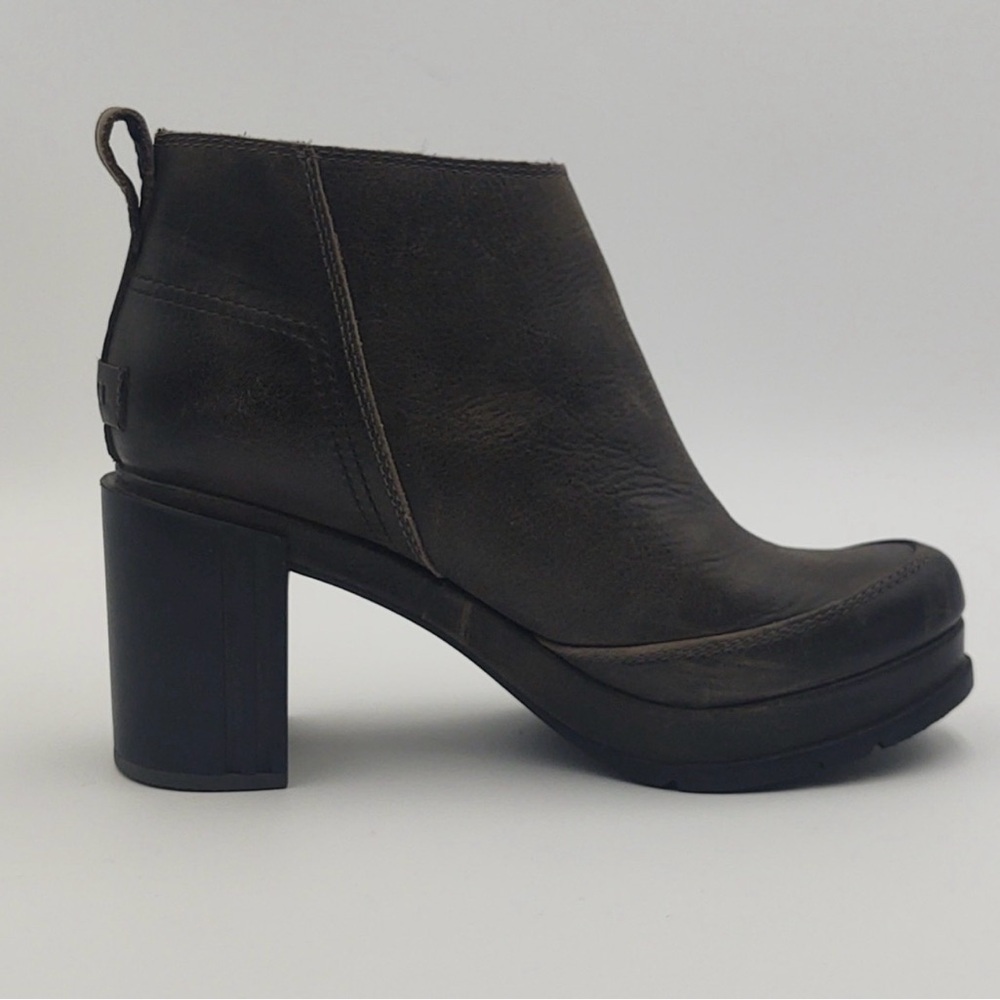Sorel Ankle Boots Waterproof Leather Chunky Heel Platform Gray 8